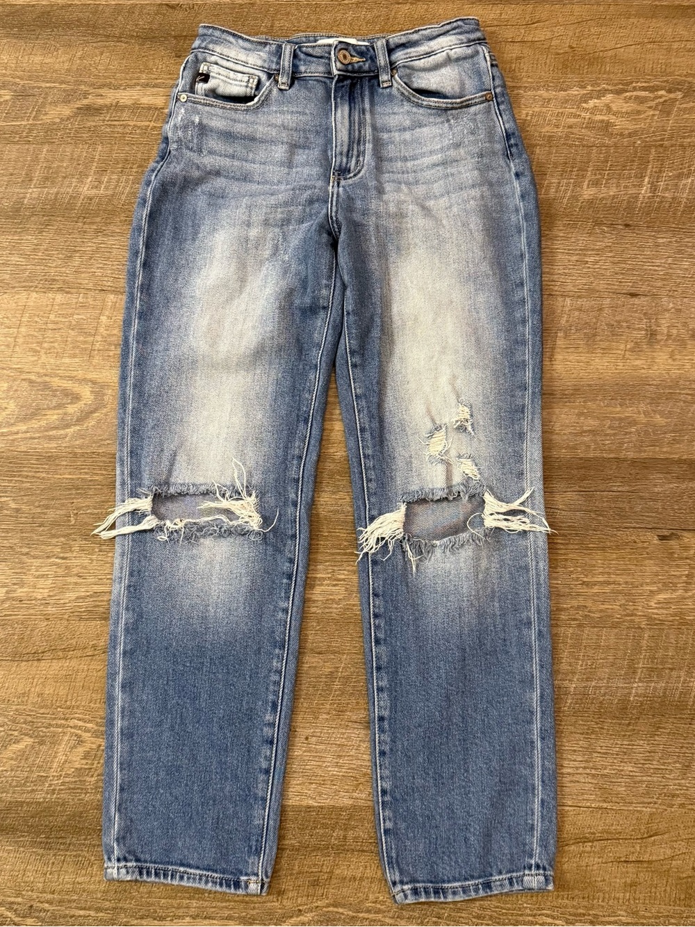 KanCan Light Blue Distressed Straight Leg Jeans